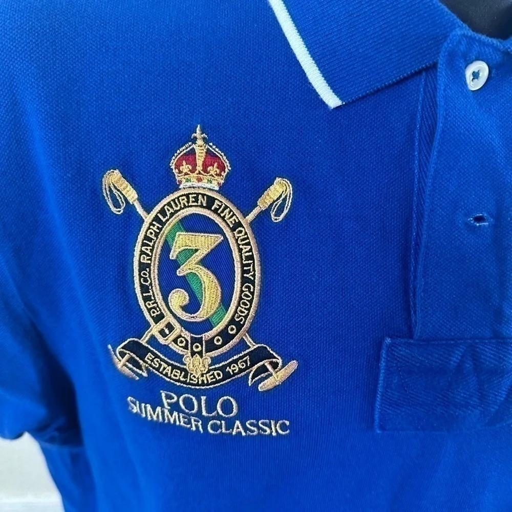 Polo Ralph Lauren Men's XL Blue Custom Fit Embroidered Short Sleeve Golf Polo